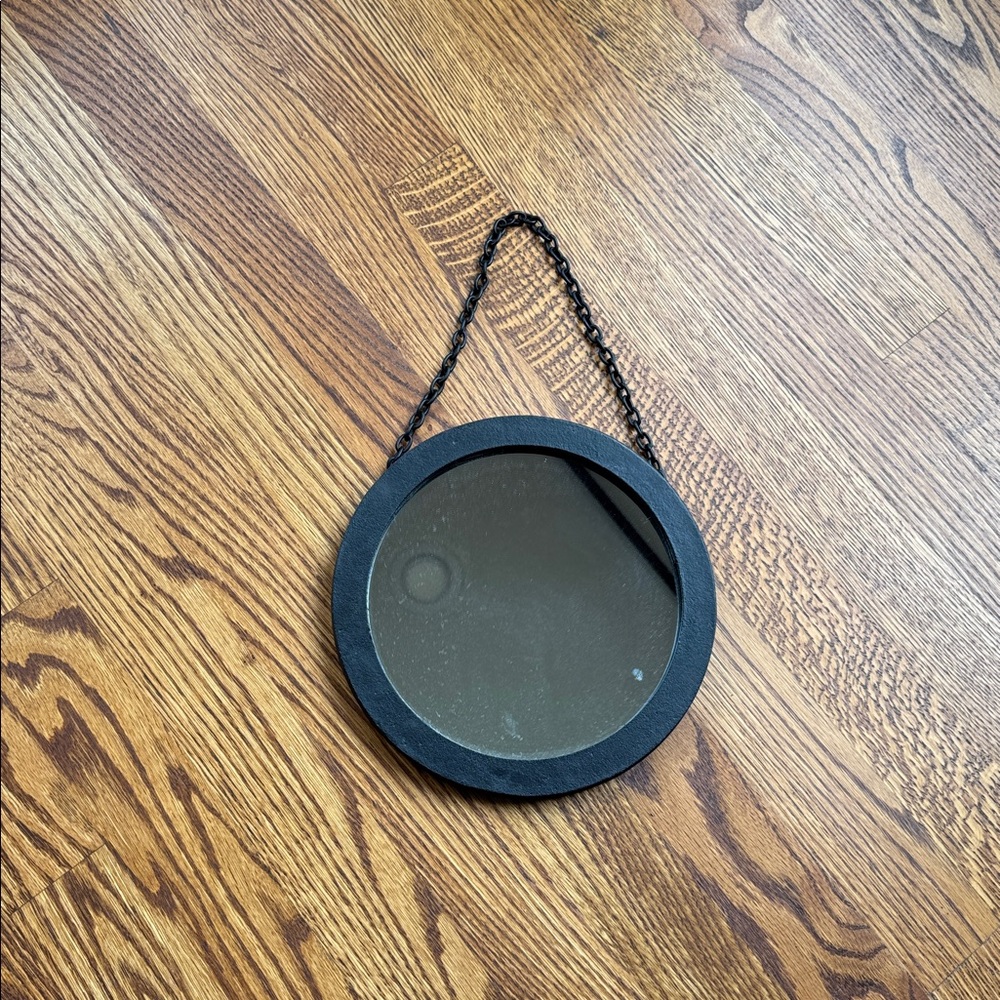 NWT | World Market Round Black Hanging Mirror